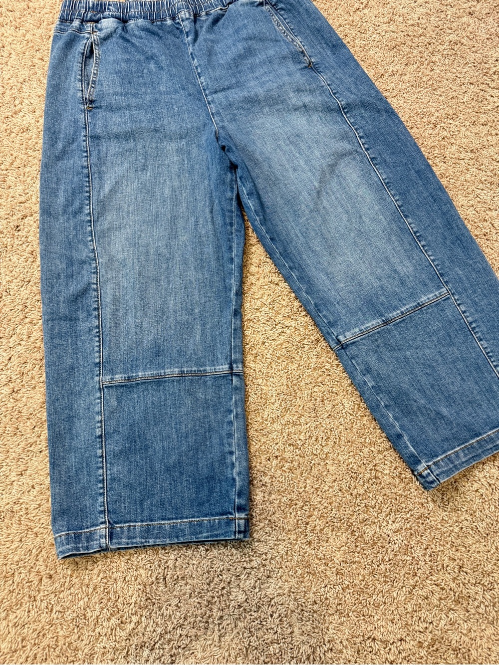 Pilcro Anthropologie The Izzie Relaxed Barrel Pull-On Elastic Waist Jeans Size L - Picture 5 of 15